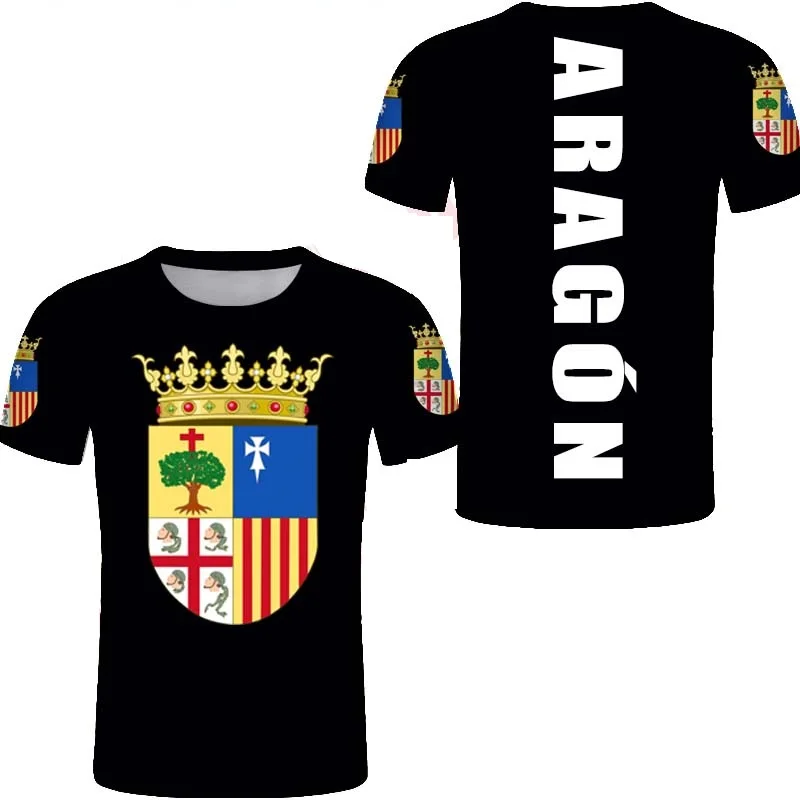 

Aragon I Free Custom Tshirt SPANISH Aragonese Tshirts Flag Emblem Tee Shirts DIY Saragossa City Name Number T Shirt