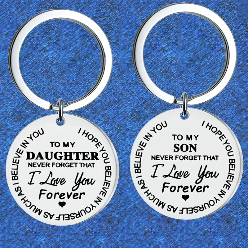 Вдохновляющий брелок с подвеской в виде дочери сына, металлический подарок на день рождения, выпускной, брелки, никогда не забывайте, что я люблю вас навсегда