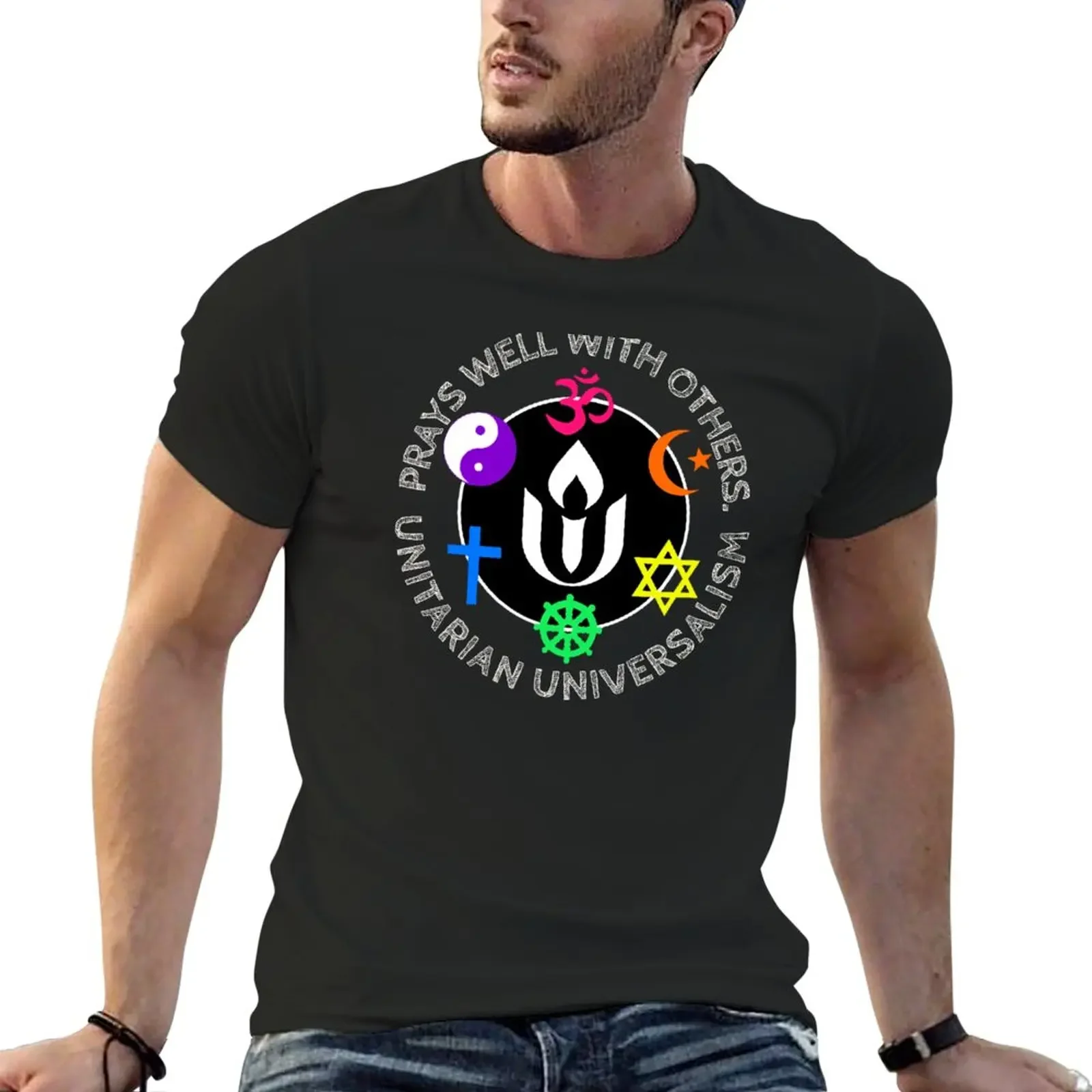 Новые Prays well with ohers uniaa Universalism T-Shir shirs graphic ees aesheic cloводостойкие смешные мужские shir