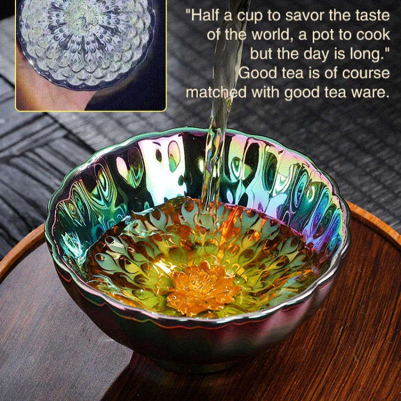 Посеребренная чашка Sevencolor Jianjian чайная павлиний Подсолнух