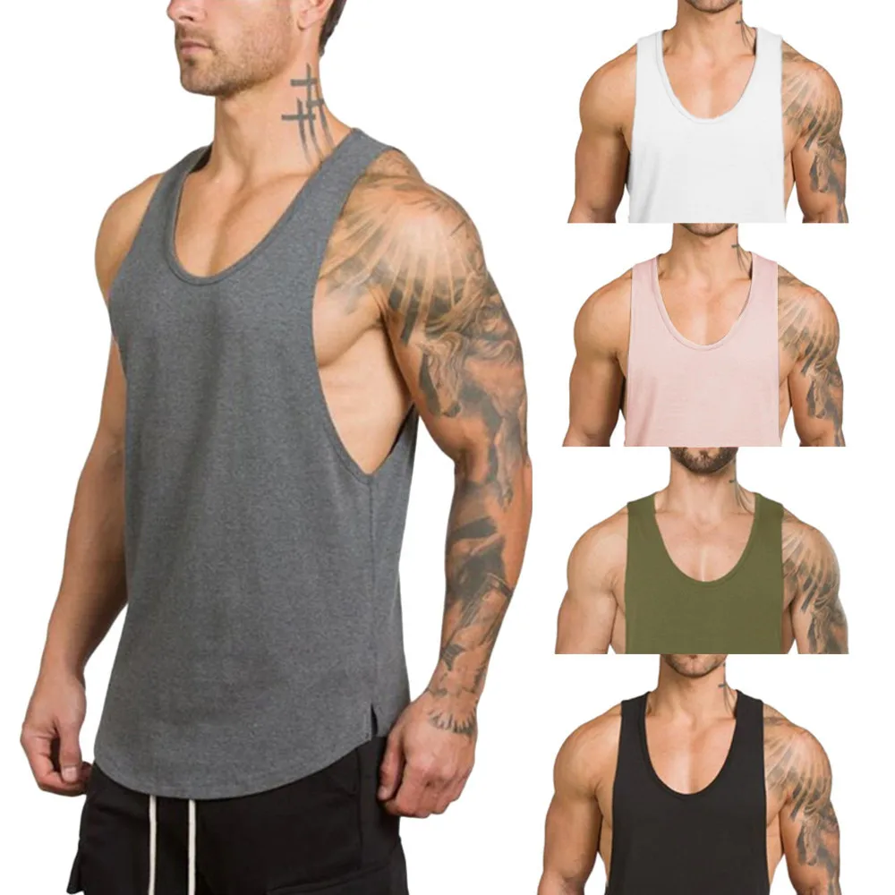 

Men's White Shirts Men's Bodybuilding Sleeveless Singlet Vest Fitness T-shirt Top Muscle Tank Gyms Men's blouse Shirts for Gents