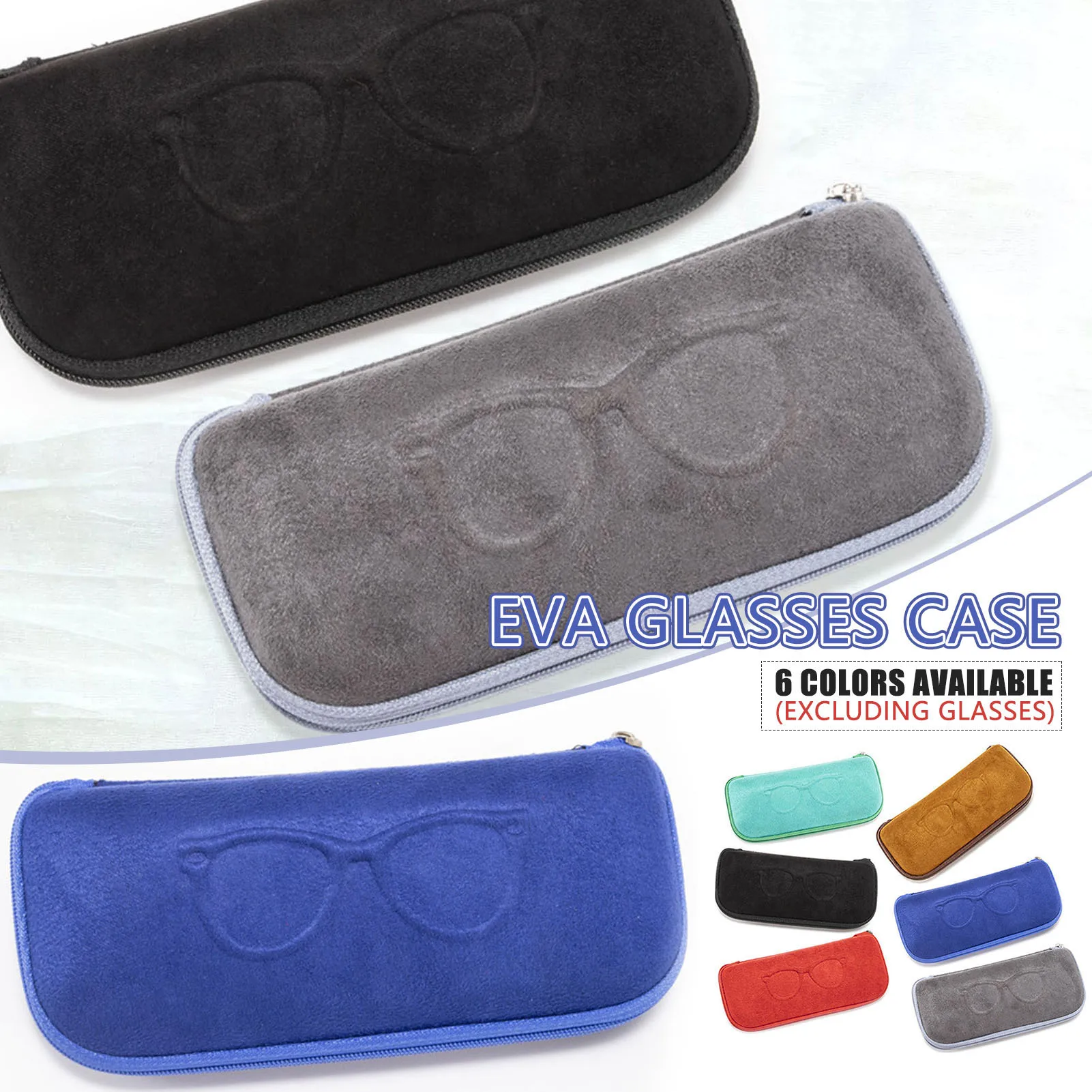 

Flocking EVA Sunglasses Case Bag Horizontal Eyeglass Pouch Zipper Closure Solid Glasses Storage Bag Unisex Design Newly