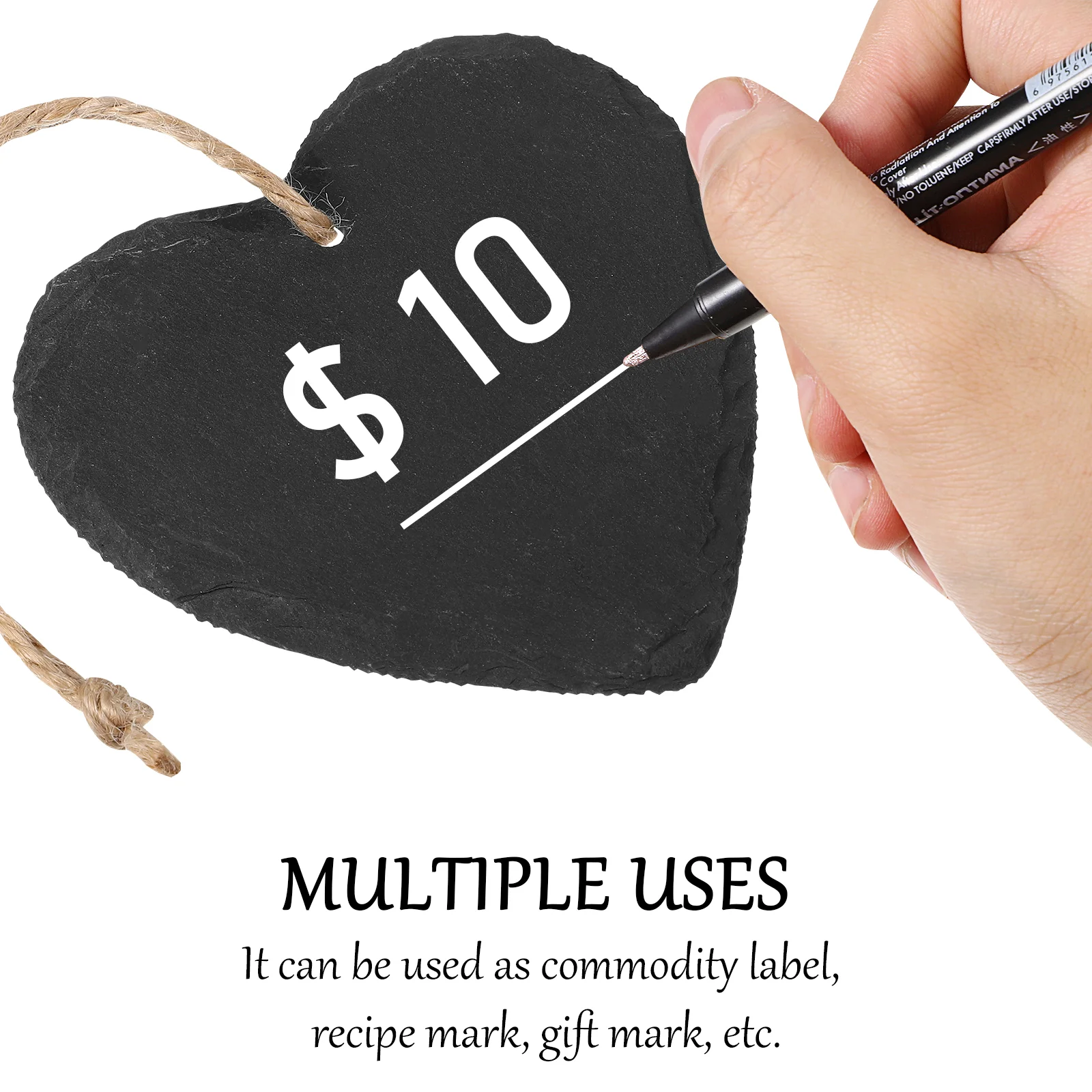 

12 Pcs Slate Tags Heart Shape Hanging Chalkboard Labels Sign with Rope for Hanging