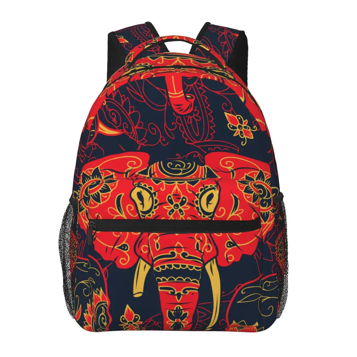 

Day Of The Dead Sugar Skull Indian Elephant With Floral Backpack for Girls Boys Travel Rucksack Backpacks for Teenage school bag