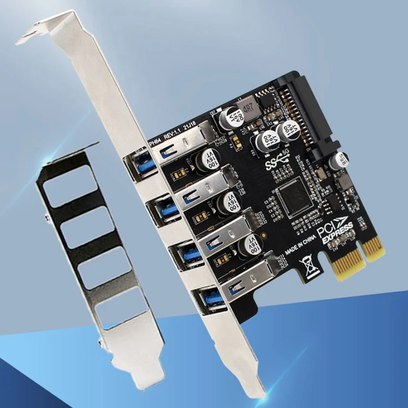

PCIE X1 To USB 3.0 Expansion Card 4 Port USB 3.0 5Gbps PCI Express X1 Adapter Card Converter For PCIE X1 X4 X8 X16