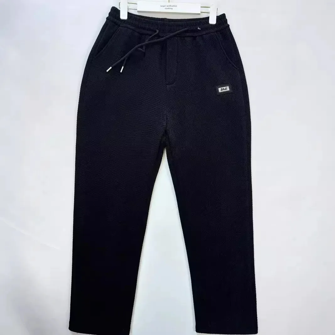 2024 зимние мужские повседневные брюки модные утолщенные прямые на флисовой