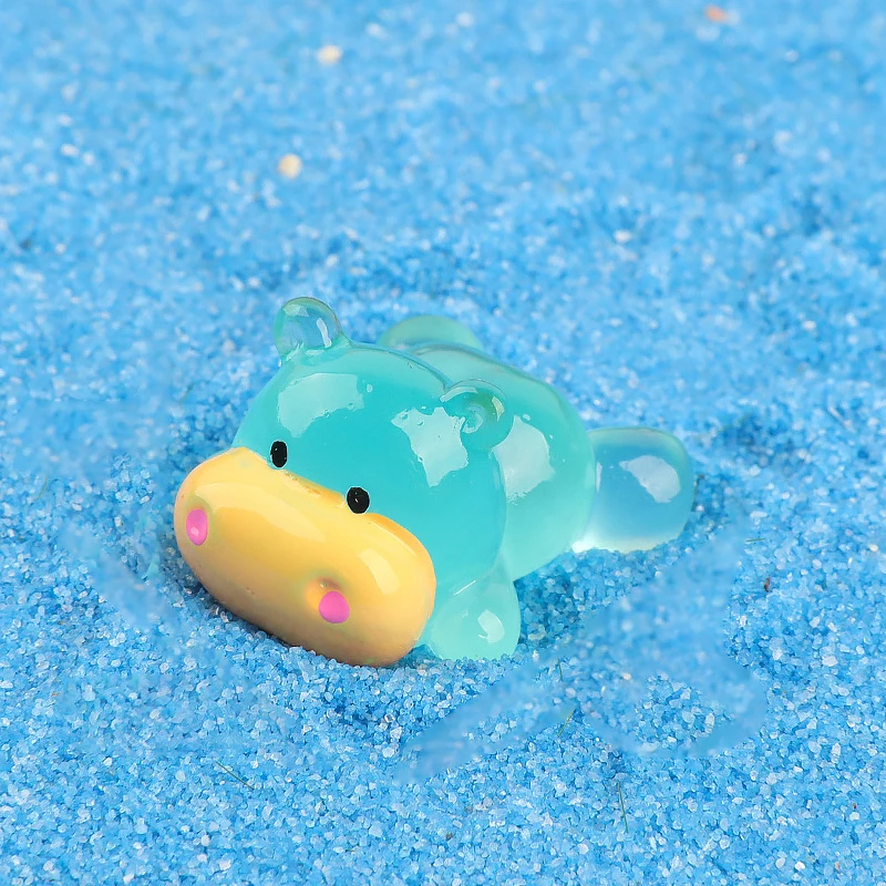 Милая светящаяся миниатюрная статуя бегемота украшение для улицы сада дома в