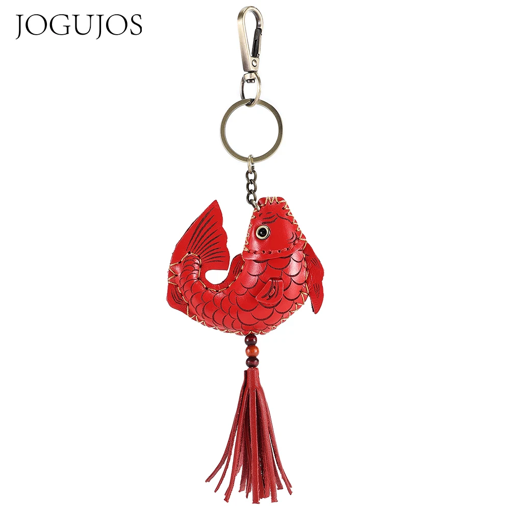JOGUJOS Genuine Leather Key Holder Pendant Creative Cute Shape Keychain Charm Bag Purse Car Decor Ornament Gifts