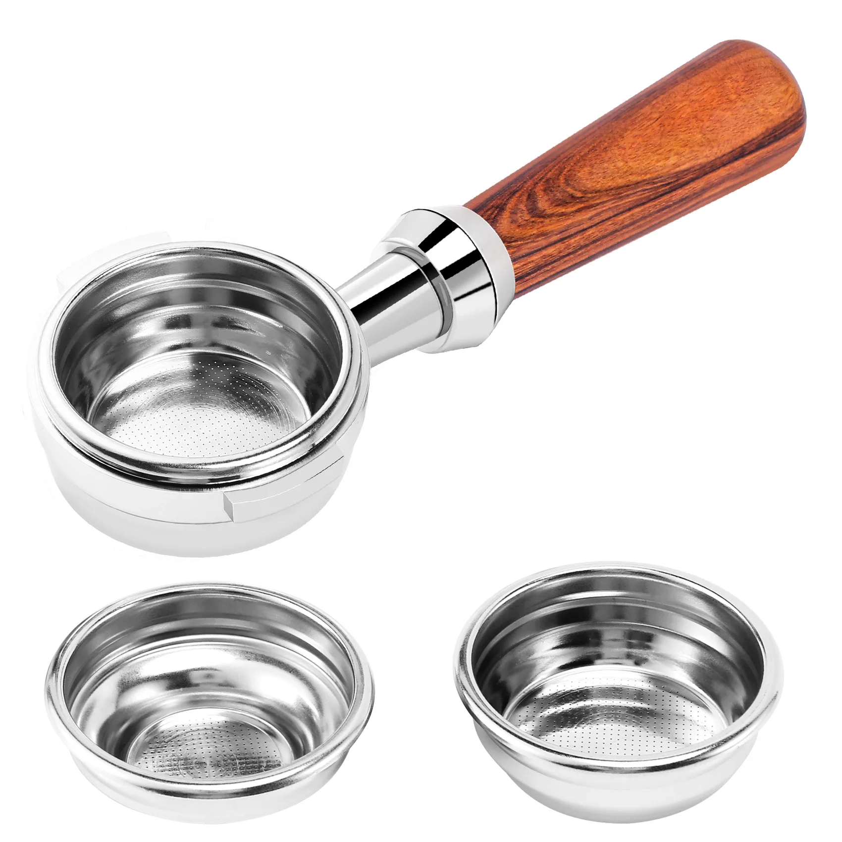 

Ручка кофемашины из нержавеющей стали с двумя ручками, универсальный переносной фильтр без дна, для эспрессо, 58 мм