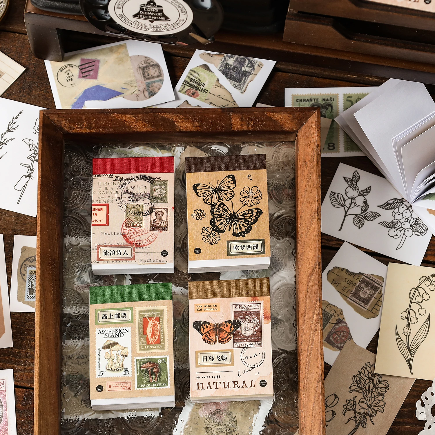 

50pcs stickers book Retro plants and flowers Decoration aesthetic Journal scrapbooking DIY Material paper Stickers junk