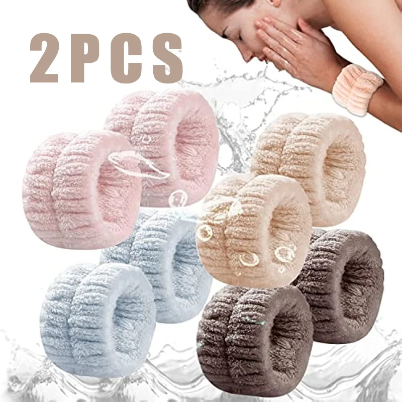 

1Pair Spa Wrist Washband Microfiber Wrist Wash Towel Band Wristband Scrunchies for Washing Face Absorbent Women Prevent Liquid