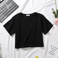 2022 summer woman tshirts y2k top exposed navel top white short t shirt girls short sleeve solid loose and versatile