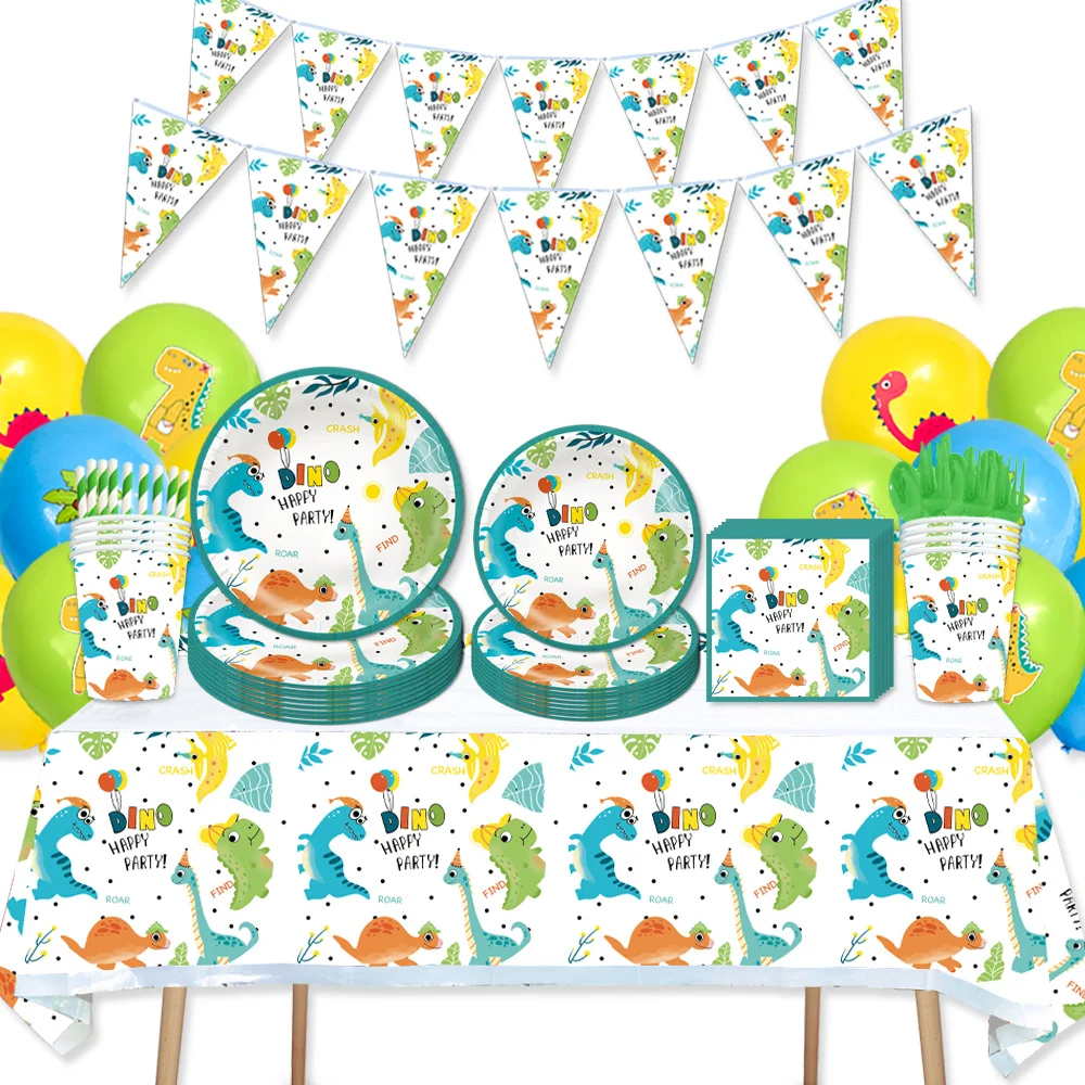 

Dinosaur Party Decoration Dino Birthday Boy Cartoon 32inch Number Foil Dinosaur Balloons Set Tableware Customize Backdrop