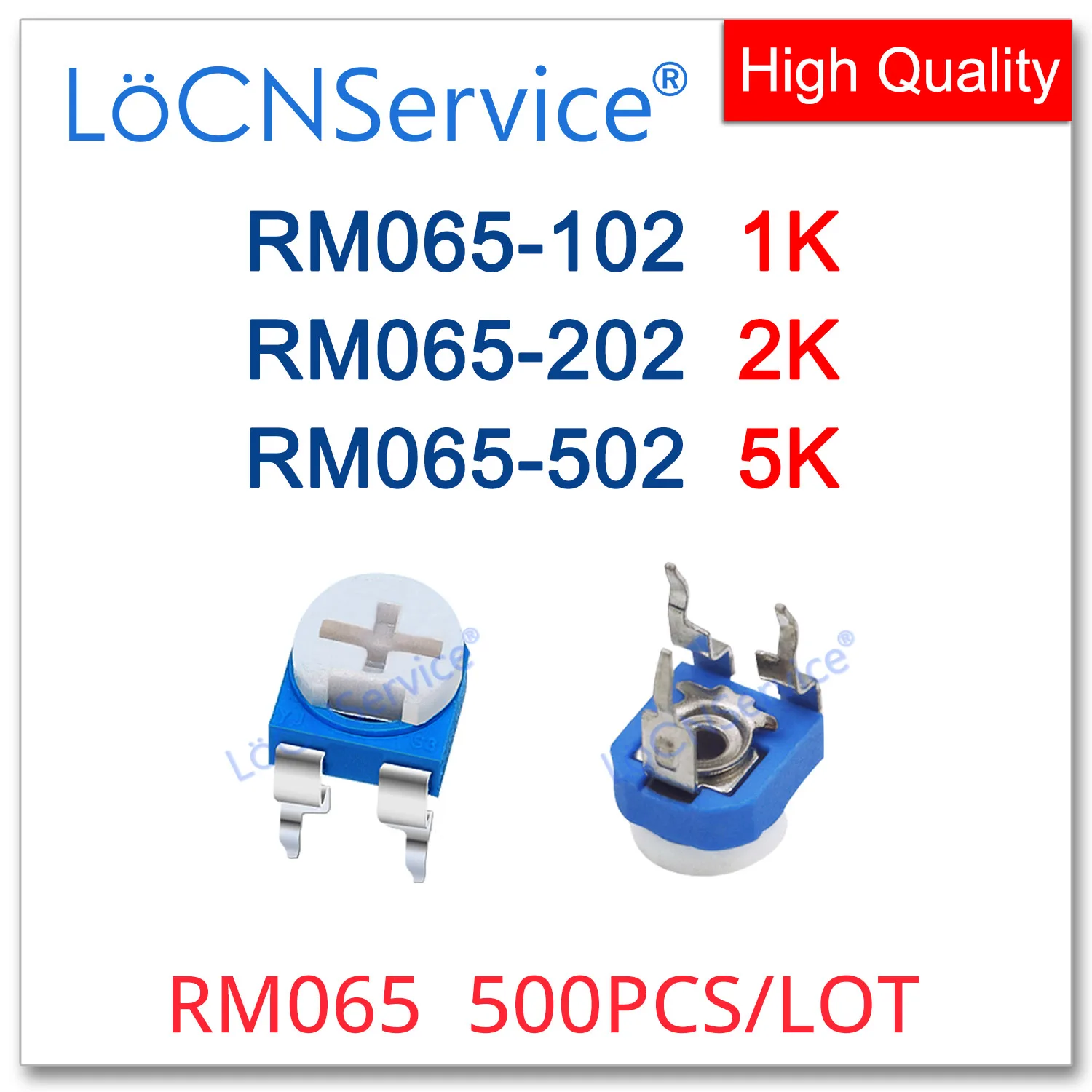 

LoCNService 500PCS RM065 RM065-102 RM065-202 RM065-502 1K 2K 5K Trimpot Trimmer Potentiometer Made in China High Quality 102 202