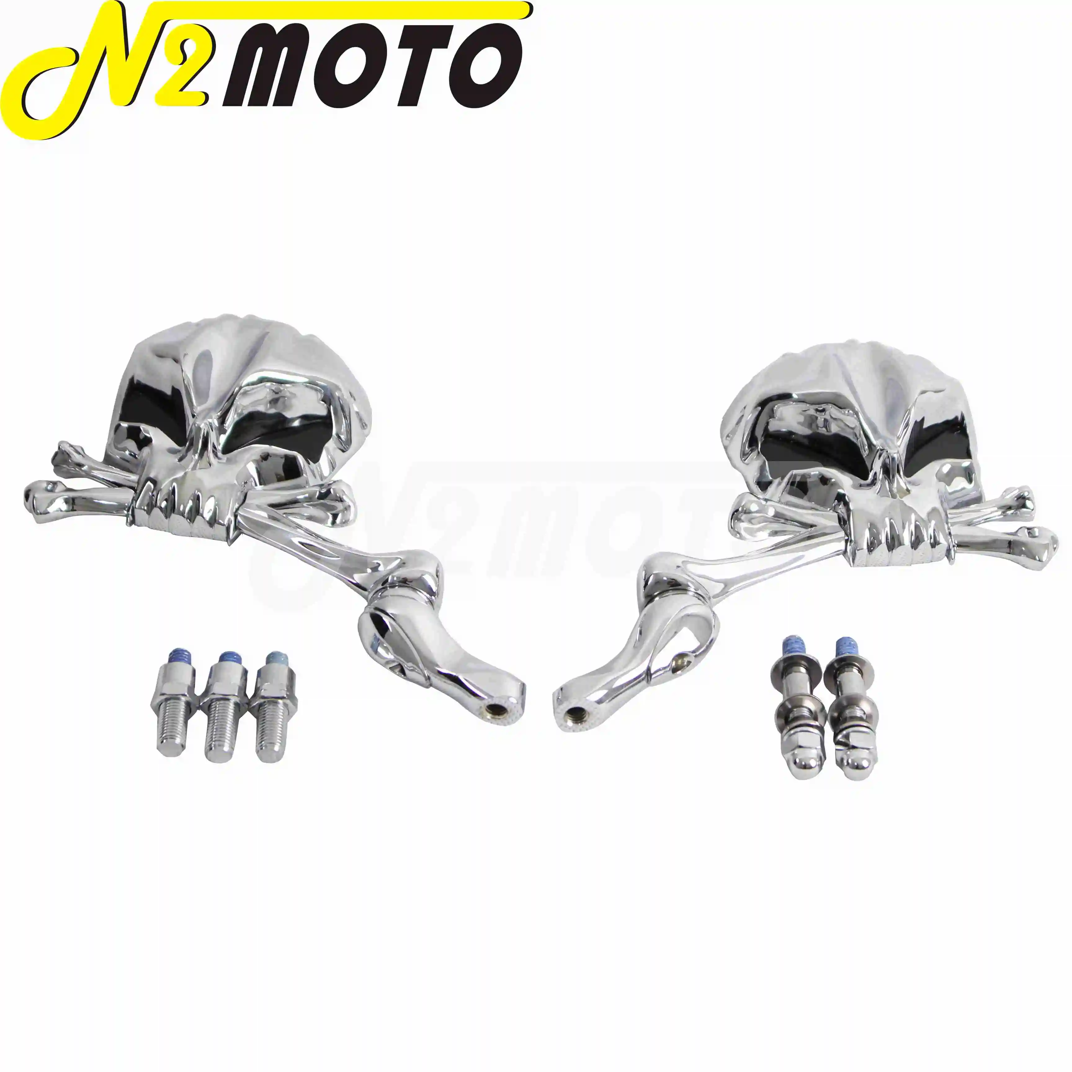 

Chrome Motorcycle Skull Rearview Mirror Skeleton Side Mirrors for Harley Dyna Heritage Softail Cruiser Cafe Racer Vintage M10 M8