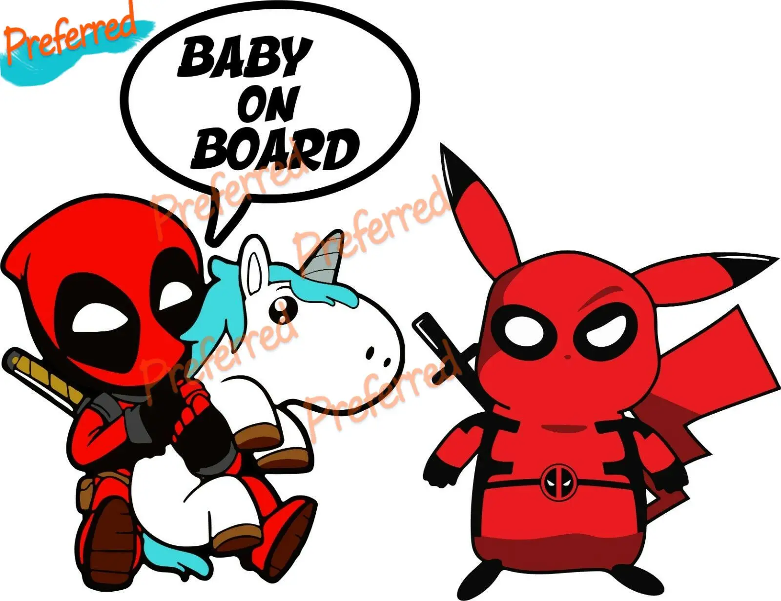 Deadpool Vinyl Decal Sticker Car Truck Anime with Baby Window Styling PVC | Stickers
