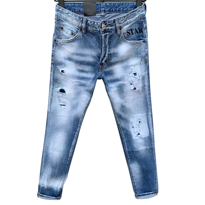 The new StarBags DSQ  men's Spring and Autumn straight tube slim hole trendy casual versatile jeans