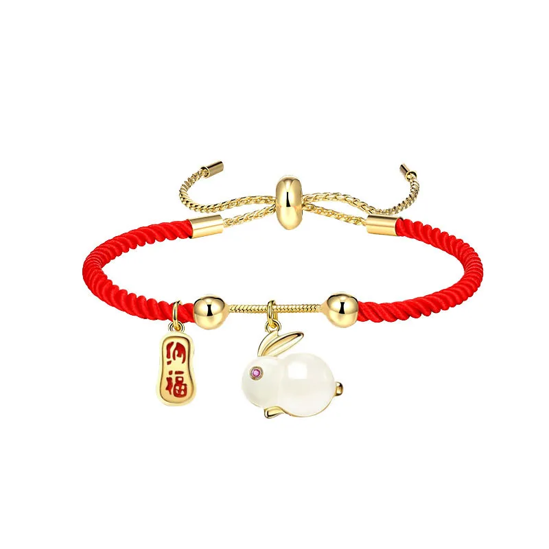 

2023 Chinese New Year Lucky Rabbit Braided Bracelet for Women and Men Handwoven Knotted Bunny EASTER Bracelet Good Luck Easter G