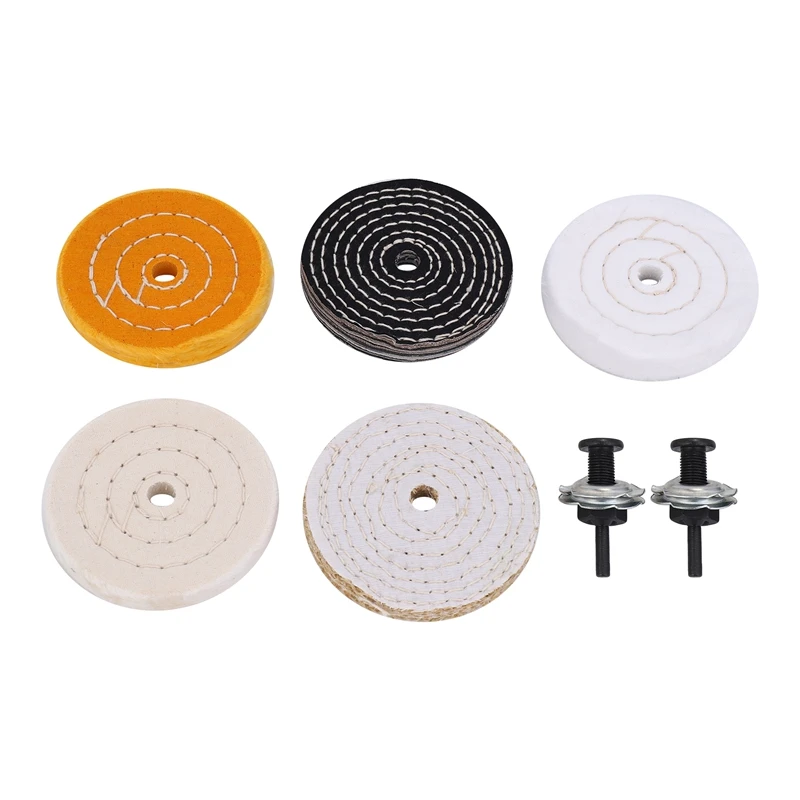 

5 Pack 4 Inch Buffing Polishing Wheels Soft With 2 Sets 1/4 Inch Shank For Drill Bench Grinder Buffer Tool Medium Soft
