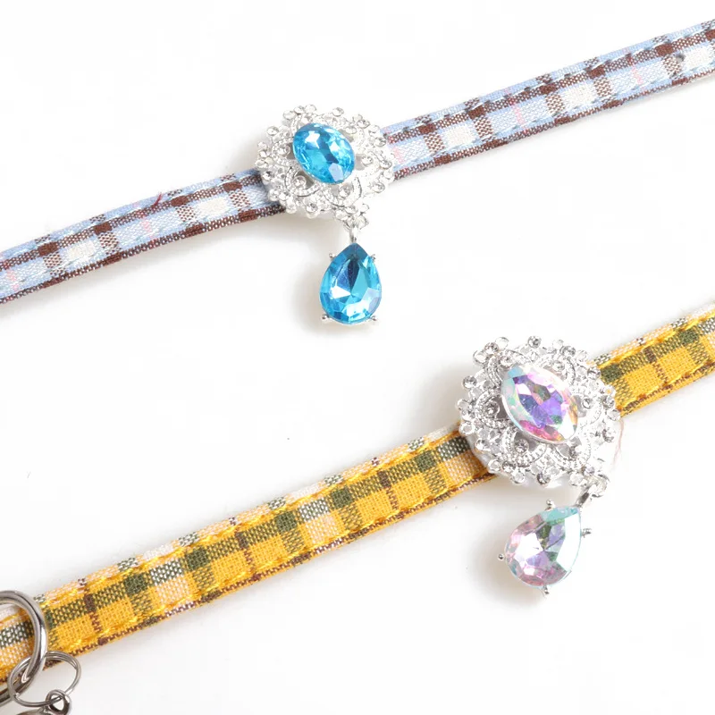 New arrival pet collar alloy diamond buckle Water Drop Pendant cat British elastic band |