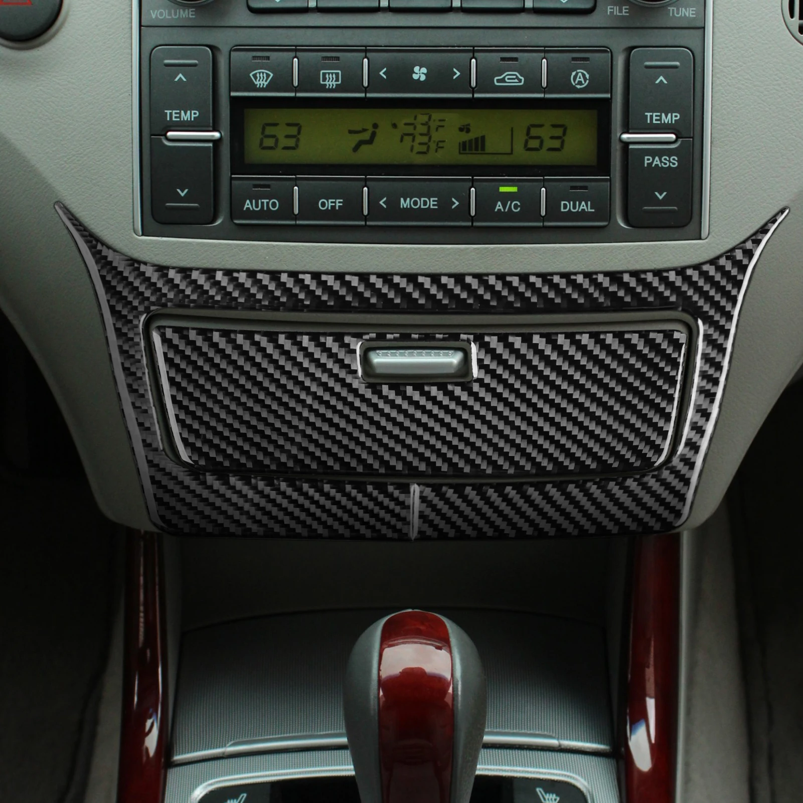 Фото Для Hyundai Azera Grandeur TG 2006-2011: накладка на центральную консоль из углеродного волокна, аксессуары для автомобиля, декоративные наклейки для интерьера №2