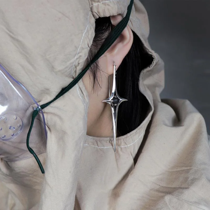 Новинка 2024 черные серьги в виде звезд новые готическом стиле мужские и женские