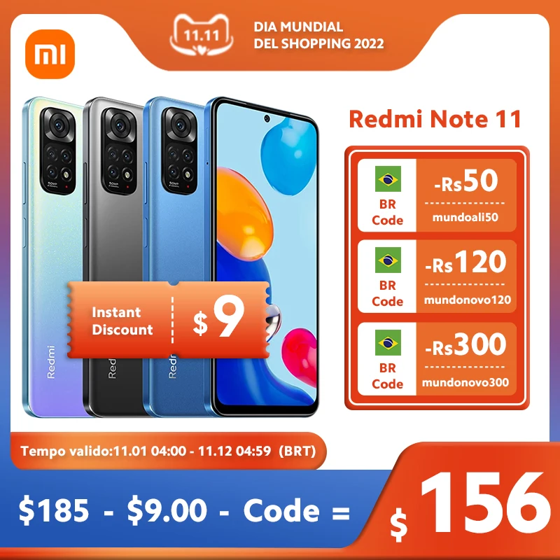 Tanie Globalna Wersja Xiaomi Redmi Note 11 64GB/128GB Smartphone Snapdragon 680 Octa Core 50MP Quad Camera 33W Pro Szybkie ładowanie