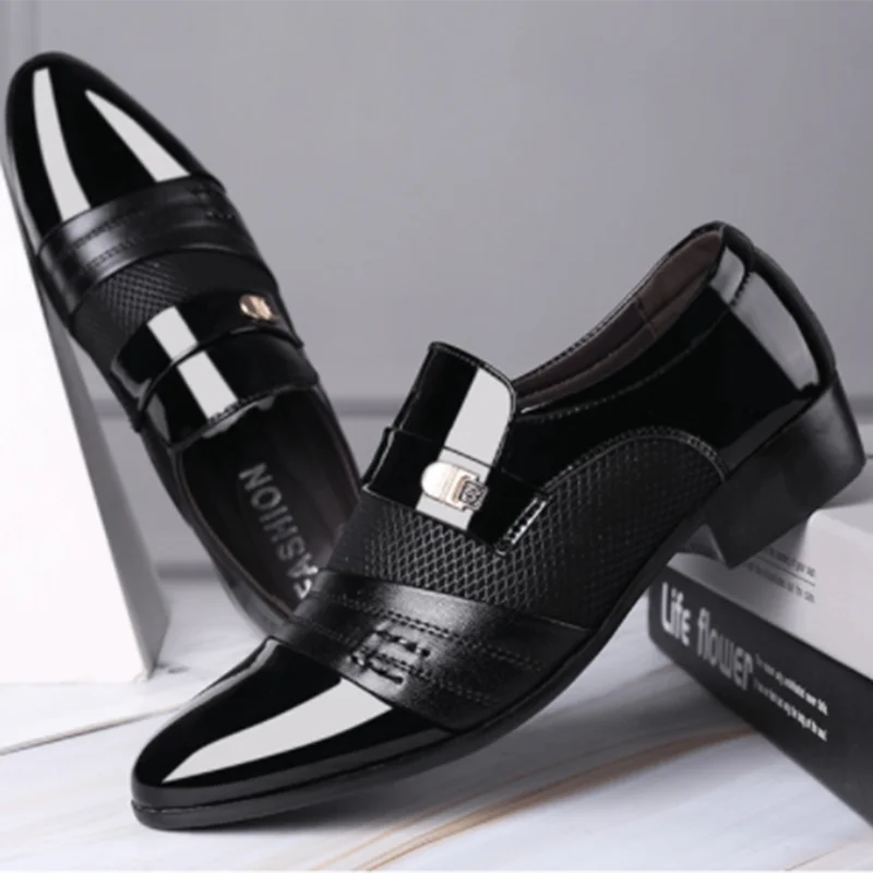 

Former Men Shoe Black Leather Shoes for Men Luxury Plus Size Party Office Business Casual Shoes Loafers Zapatos De Vestir Hombre