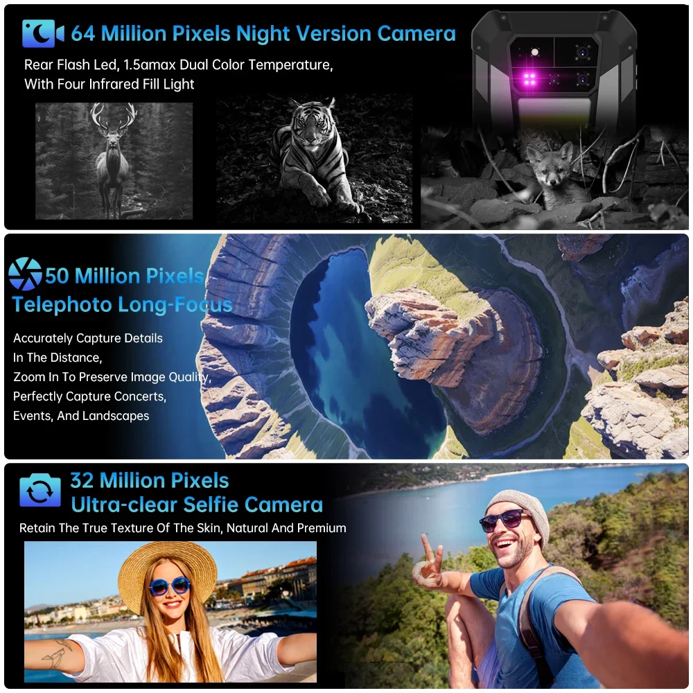 Фото 8849 Tank 4 Pro Unihertz 5G Прочный проектор Смартфон 36G 1 ТБ Android 14 Спортивный телефон 11600 мАч Размер 8300 AMOLED 120 Гц №5