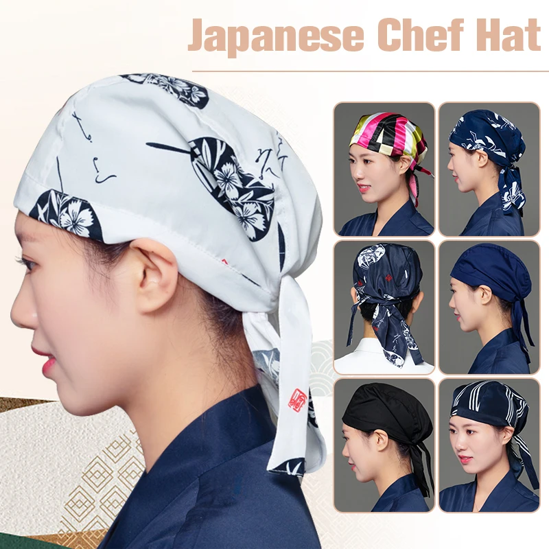 Unisex Japanese Style Chef Hat Sushi Restaurant Cooking Bakery Kitchen Hat Pirates Chef Cap Catering Waiter Work Hats Beanies  - buy with discount