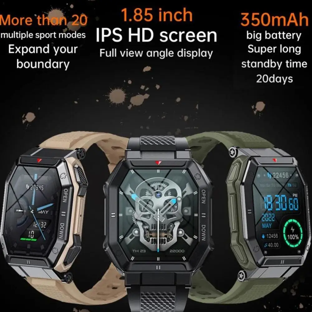 

K55 Smartwatch IP68 Waterproof Call Healthy Heart Rate Monitor 1.85inch IPS Screen Multifunctional Sports Smart Watch 2023 New