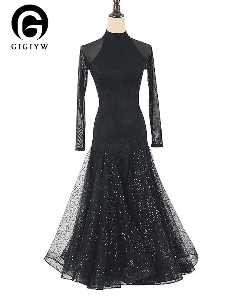 

Женское платье с длинным рукавом «летучая мышь» GIGIYW, элегантное вечернее платье средней длины с открытой спиной, с высоким воротником и сетчатыми вставками, новинка весны 2023