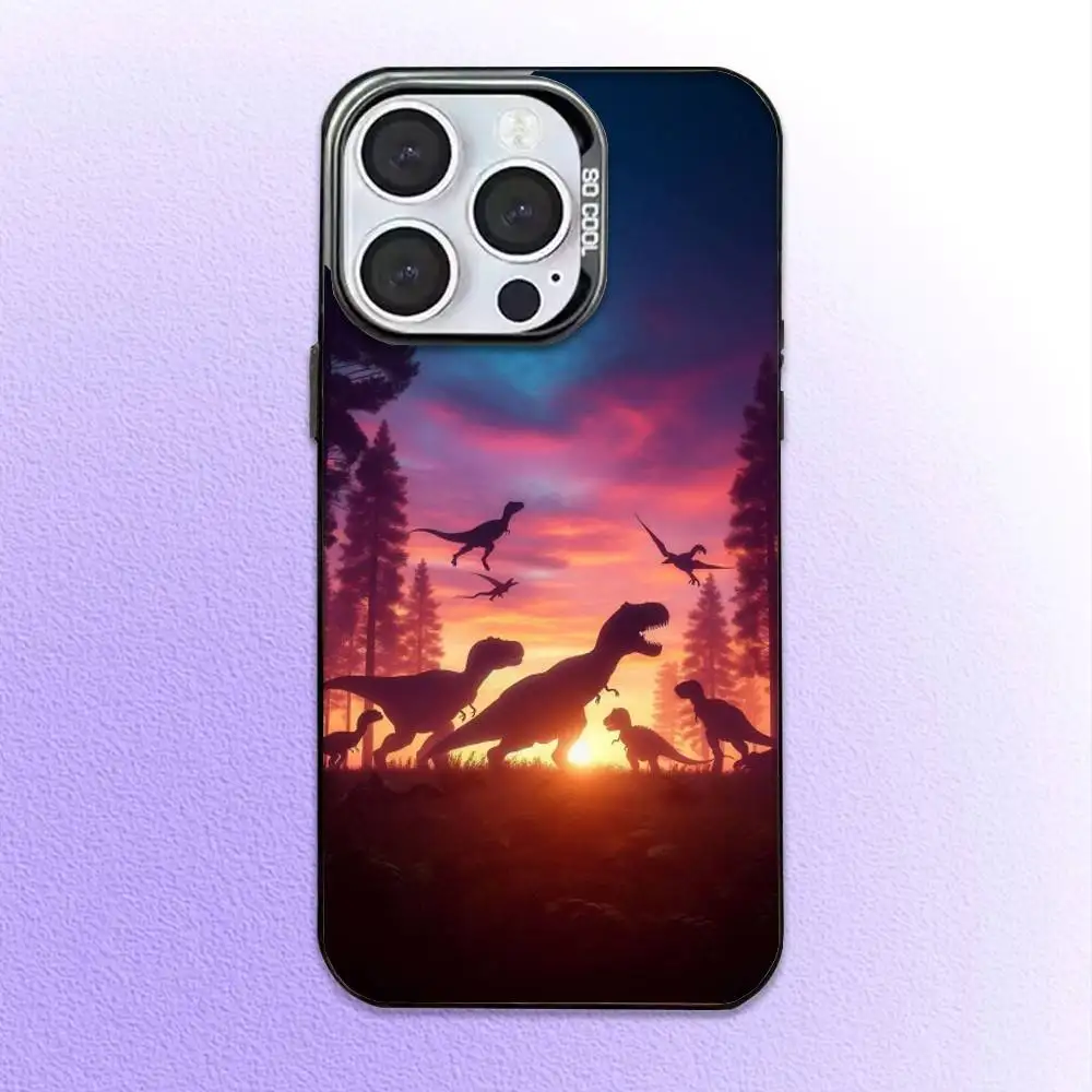 Фото Jurassic Dinosaur World Phone Case For iPhone17,16,15,14,13,12,11 Plus,Pro Max Colored Silver Plated Inside Cover №4