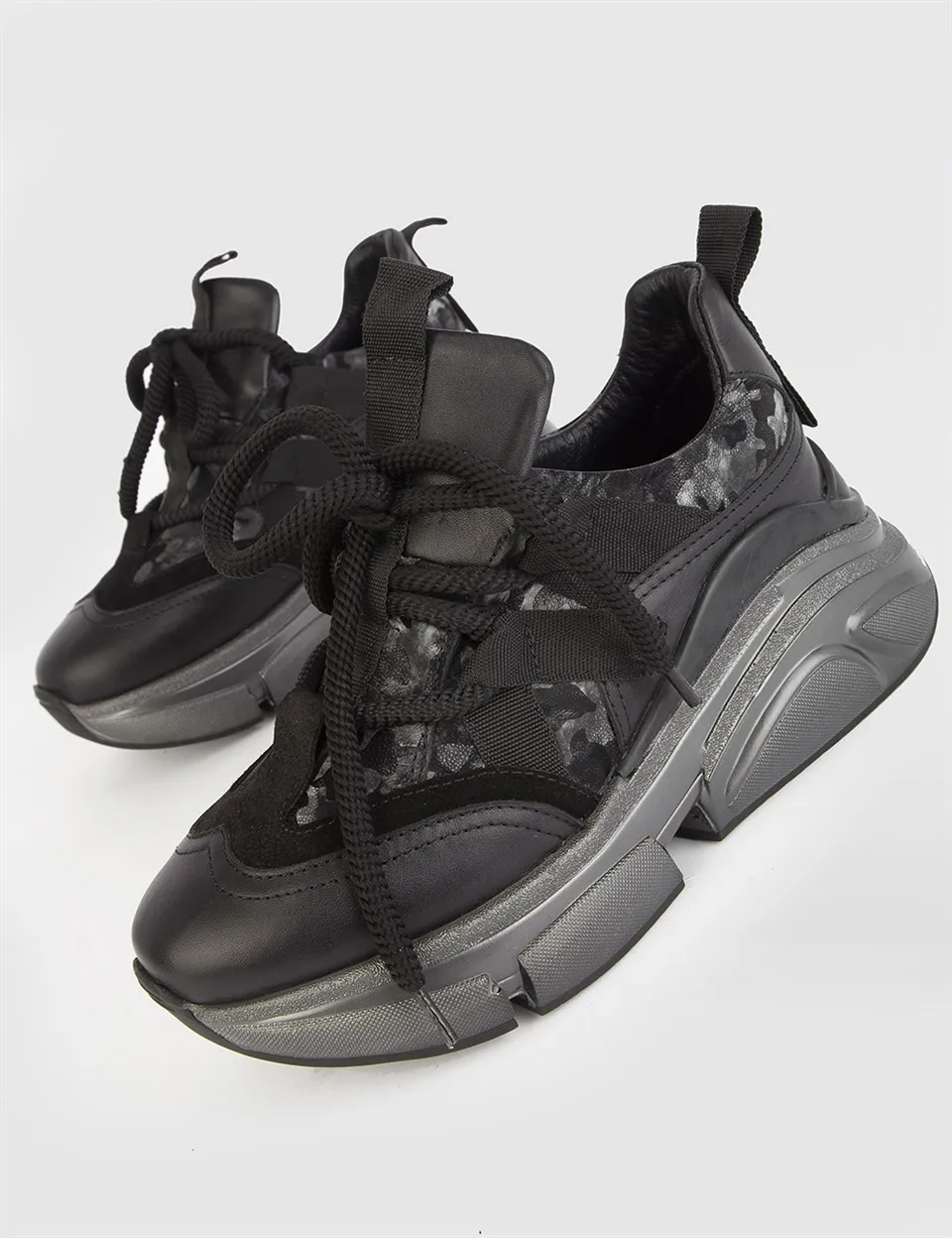 

ILVi-Genuine Leather Handmade Fara Black Leather Women's Sneaker Women Shoes 2021 Fall/Winter