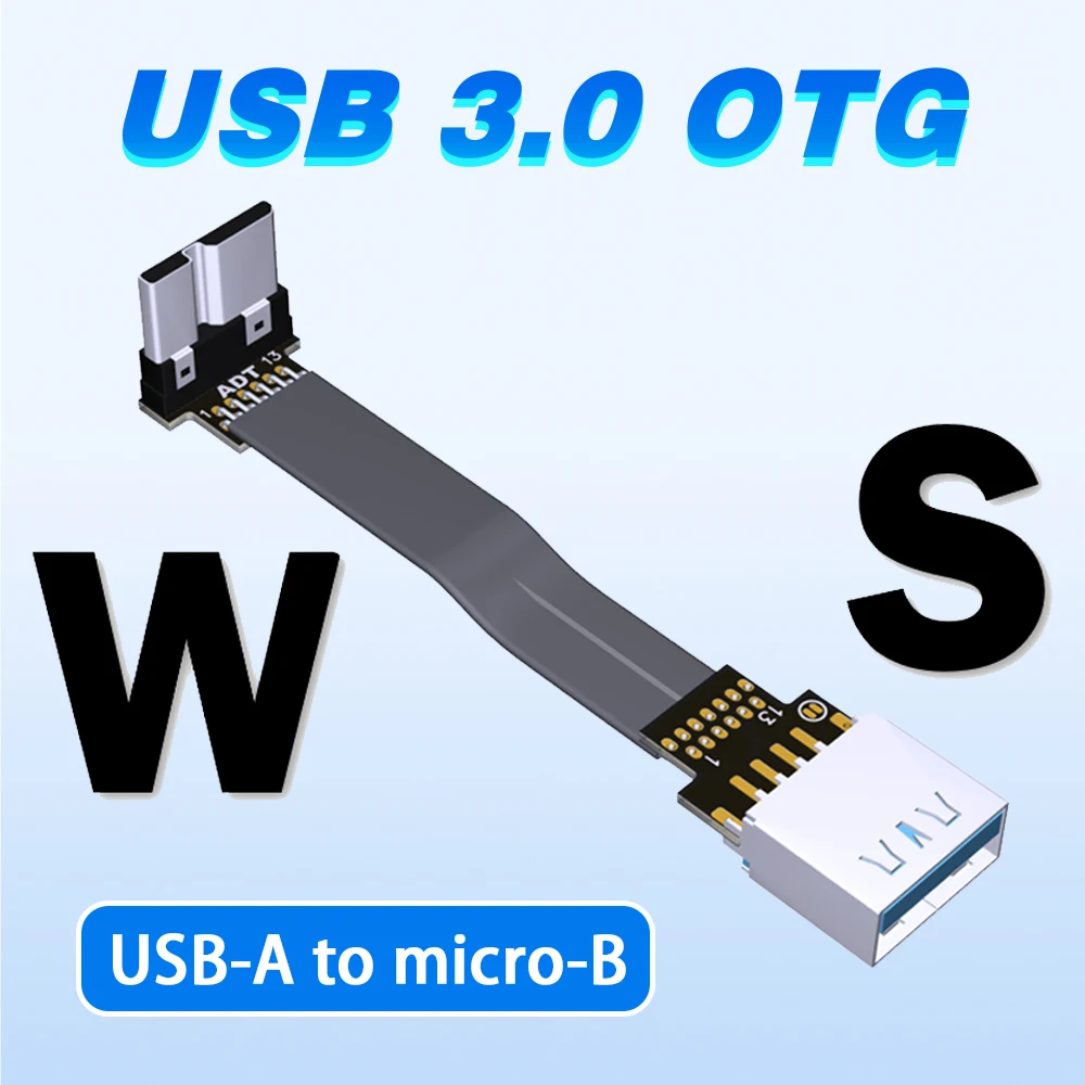 

Складной плоский тонкий кабель для передачи данных ADT USB 3,0 Micro-B для типа A папа-мама Поддержка OTG для ПК AV HDTV LCD FPV FFC 3D Мультикоптер