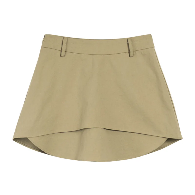 Sexy A-line Short Skirt Harajuku Simple Summer Korean Version of High-waisted Slim-fit Women's Mini Skirt Denim Khaki Skirt