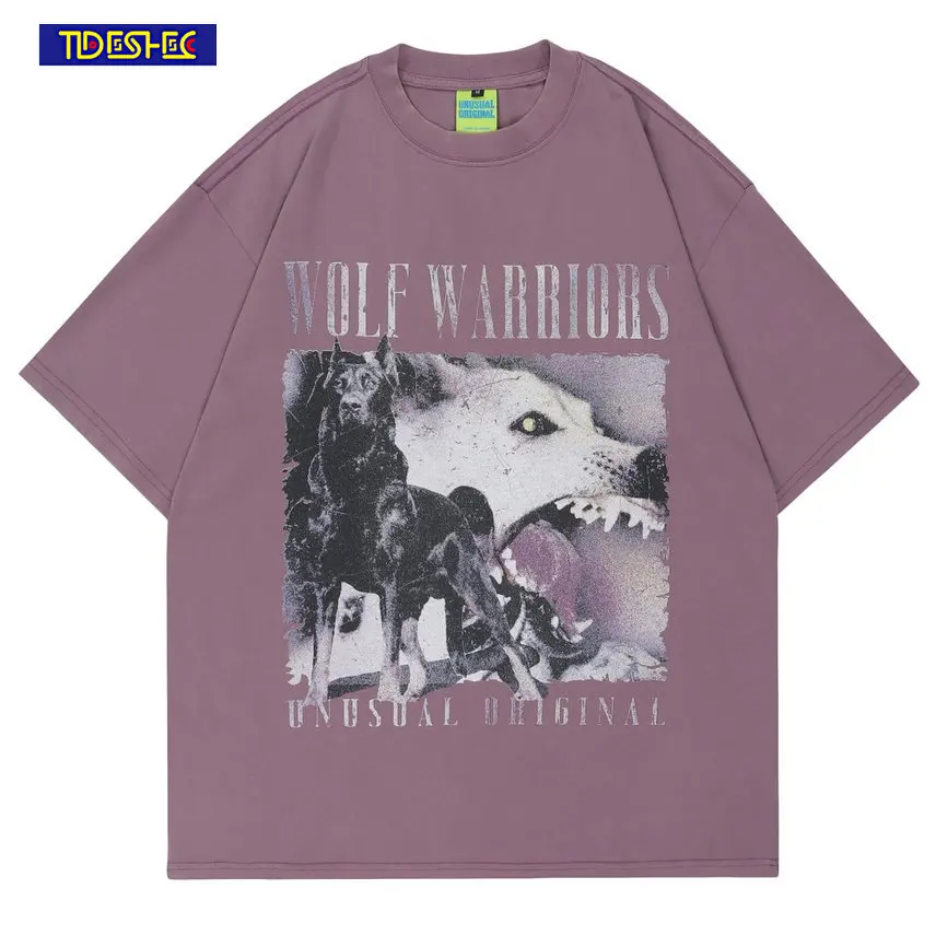 

Men Streetwear Harajuku Cotton Loose Short Sleeve Tshirt Letter Dog Graphic Print T-shirt Y2k Clothes Tops Hip Hop Women T Shirt