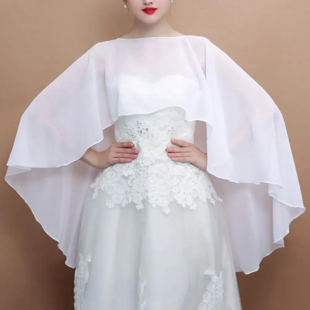 

Women Chiffon Shawl Solid Color Irregular Hem O-neck Sling Dress Gown Pullover Party Shawl Fashion Accessories