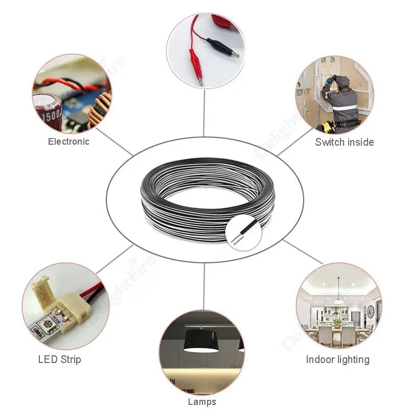 22 20 18 AWG Светодиодный кабель 5-100 м Гибкий электрический провод из луженой меди ПВХ