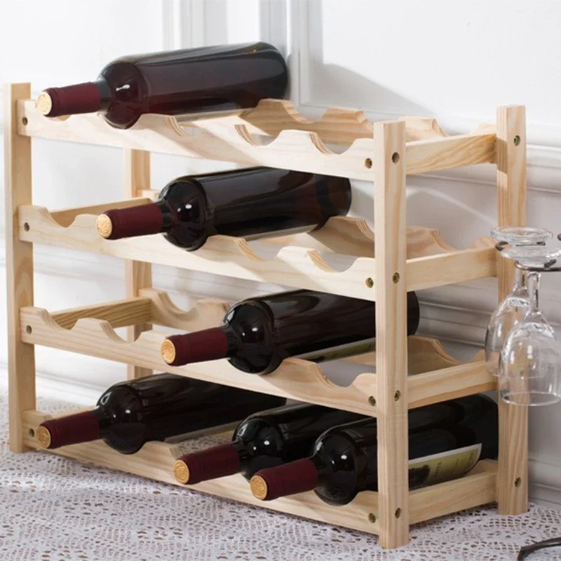 Держатель для бутылок хранения вина из цельного дерева подставка сетка шкаф