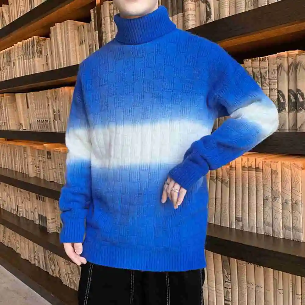 

Pullover Sweaters Turtleneck High Neck Knitted Jumper Woolen Sweater Men Clothing 2023 Warm Tops Streetwear