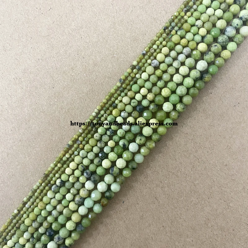 

Small Diamond Cuts Faceted China Material Chrysoprase Jade Round Loose Beads 15" 2 3 4MM Pick Size For Jewelry Making DIY
