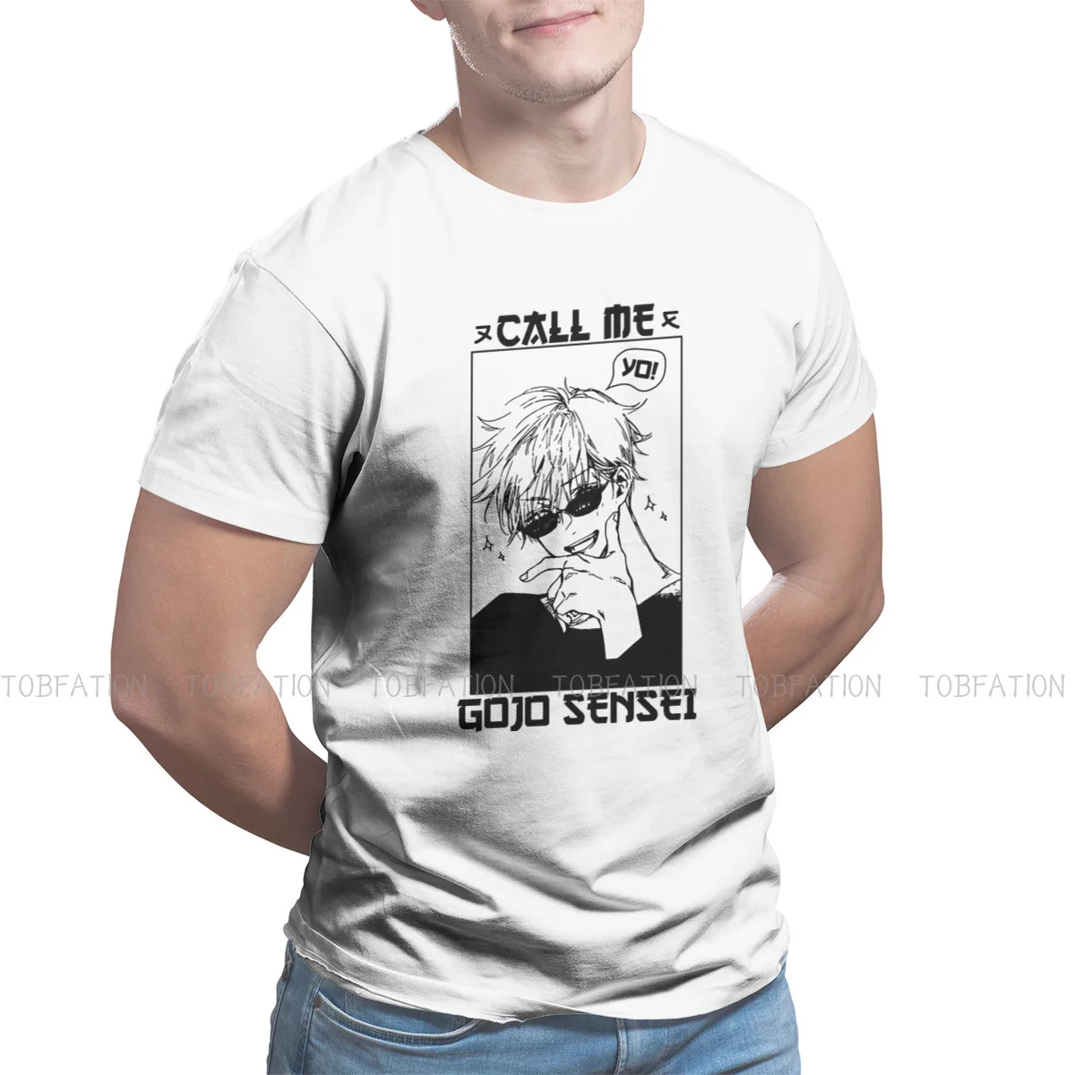 

Yo Call Me Gojo Sensei Newest TShirts Jujutsu Kaisen Itadori Anime Men Style Pure Cotton Streetwear T Shirt Round Neck Big Size