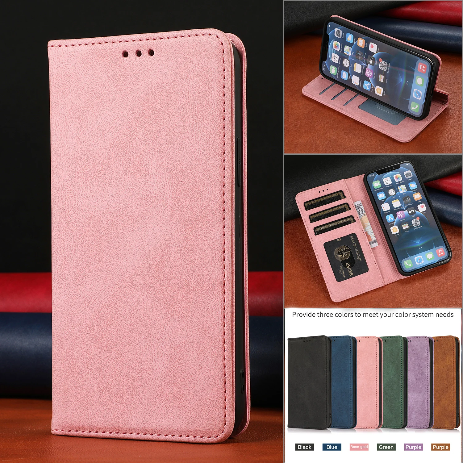 Magnetic FLip Leather Phone Case For iPhone 14 13 Mini 12 11 Pro Max Mobile Cover 7 8 6 6s Plus SE 2020 Stand Coque Wallet Funda
