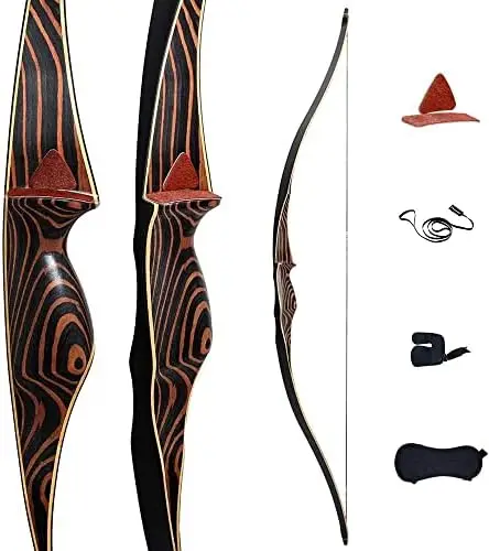 

Archery 54" Traditional Bow Hunting Longbow with Bamboo Limbs Handmade Recurve Bow RH/LH for Targeting Practice Shooting Yo Lea