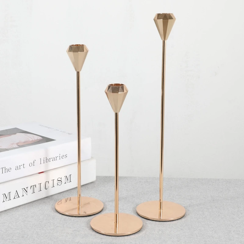 Metal Candle Holders 3Pcs/Set Decorative Candlesticks Simple Wedding Decor for Home Bedroom Dining Table Decoration