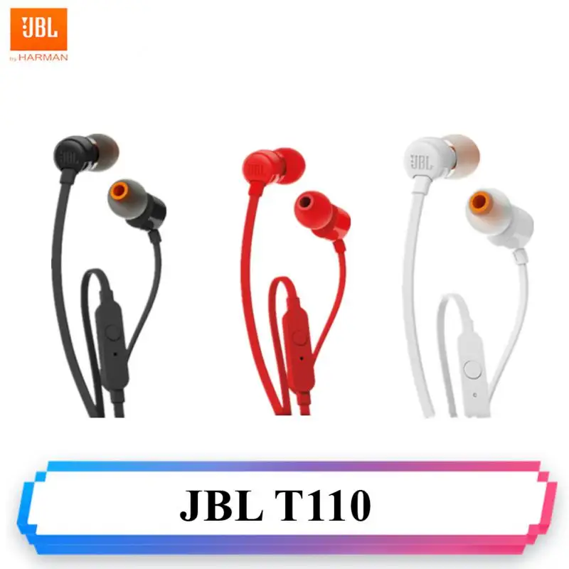 JBL T110 Headset Stereo Music Wire Control Earphone Gaming Pure Sound Sports Headphone For Huawei Xiaomi Smartphone TUNE 110