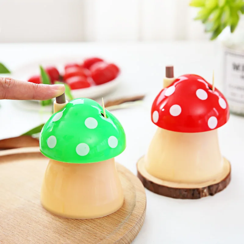 

Cute Automatic Toothpick Box Storage Case Mushroom Shaped Holder Dispenser Table Decoration For Home Fruits Kitchen Accessories