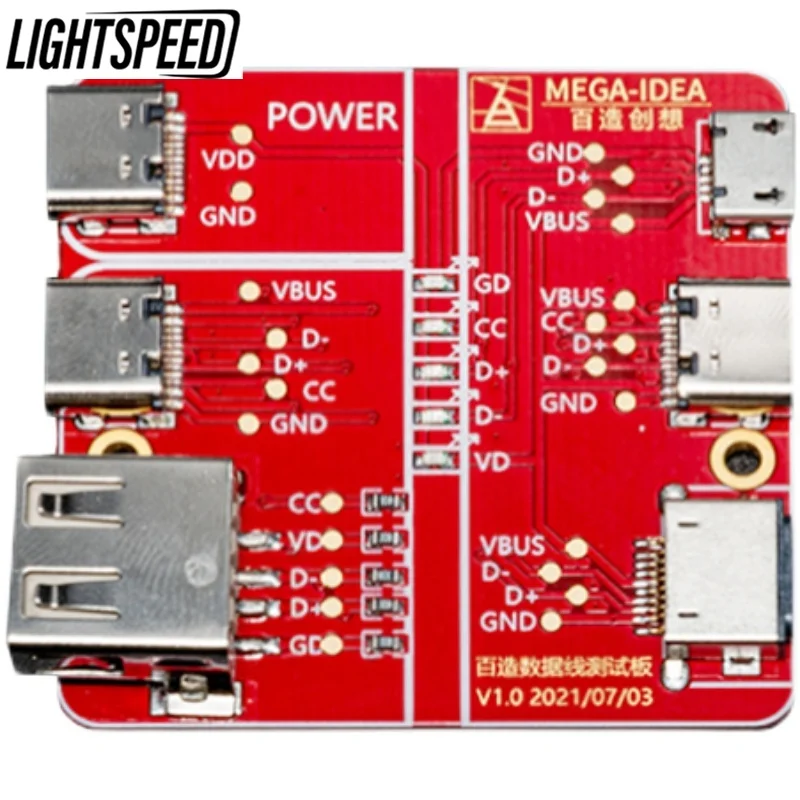 

MEGA-IDEA Data Line Continuity Detection Board Apple, Type-c, Android Quick Detection Short Circuit Test Board