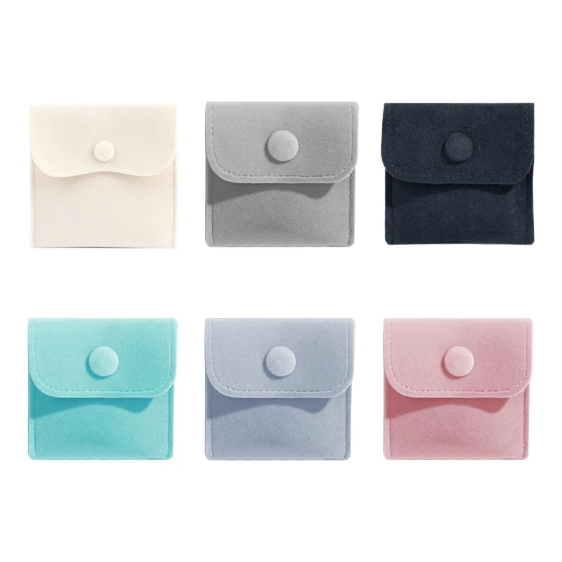 

Snap Button Pouch for Necklaces Bracelet Rings Watch Organizer Jewelry Storage Bags Packaging Pouch Jewelry Bags